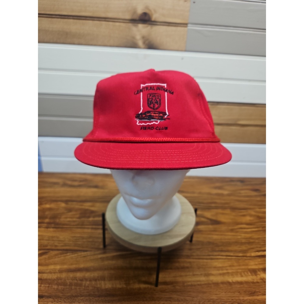 Vintage Central Indiana Fiero Club Trucker Hat Red Rope Brim USA Made OSFA